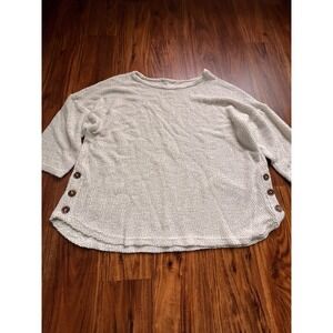 Unbranded Knit Sweater Women 2X Cream Excellent Side Button Texture Casual Boho